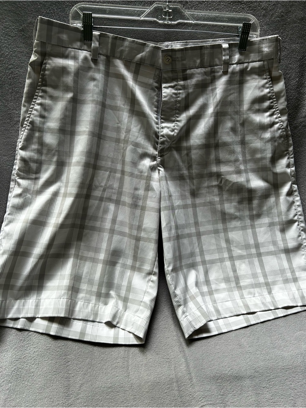 Nike Golf Dri-FIT Plaid Golf Shorts Men’s 36 Gray White Performance